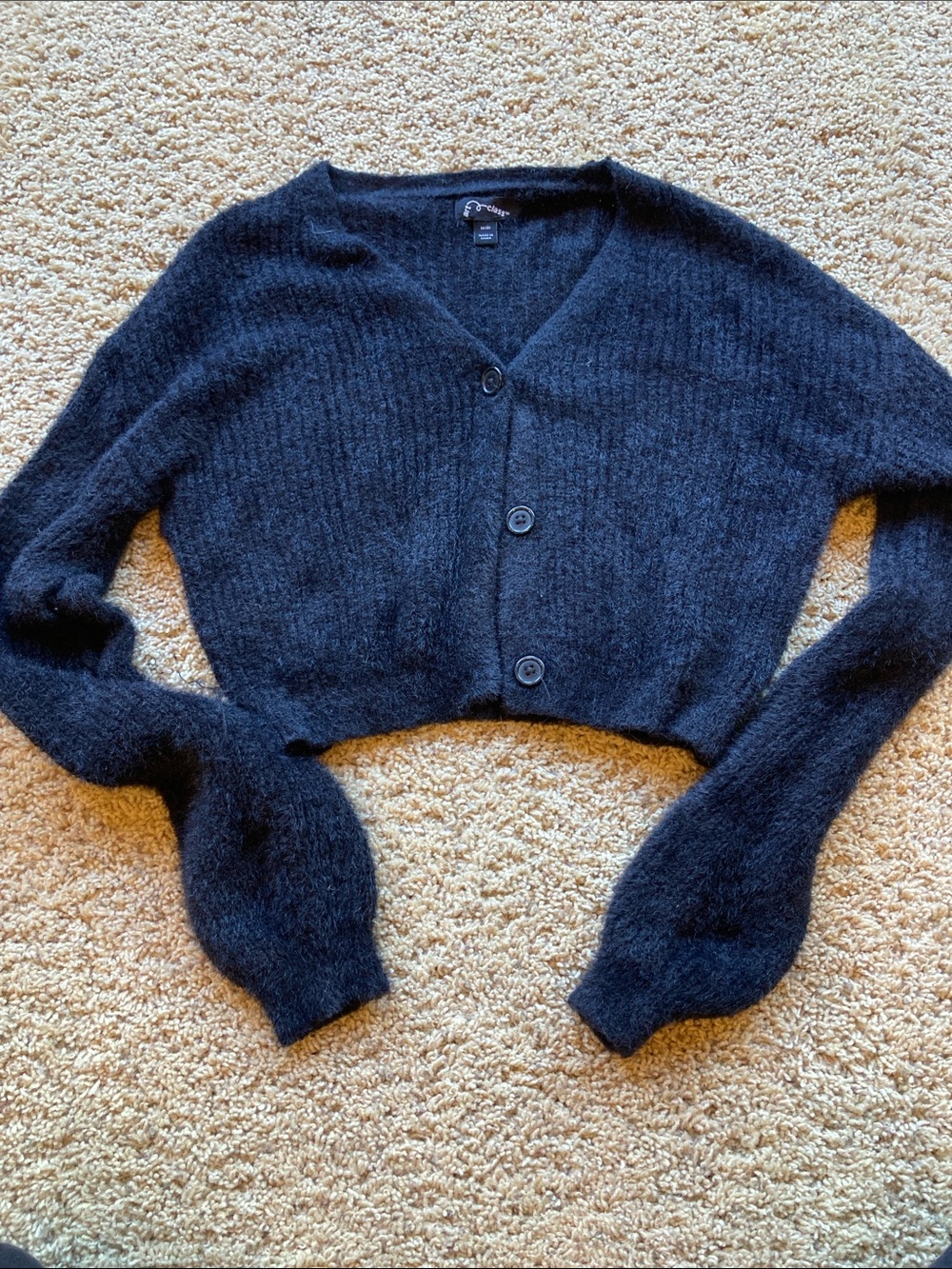 art class Black Fuzzy Cropped Button Cardigan Black Cardigan size 8